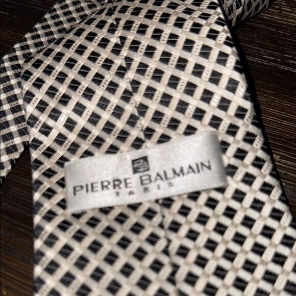 Pierre Balmain Black and White with Metallic silver Checkered Tie - Picture 2 of 5